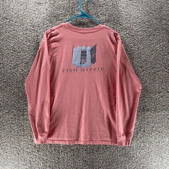 Fish Hippie Shirts Fishhippie Shirt Mens Medium M Pink Long Sleeve Crewneck Drift Off Course